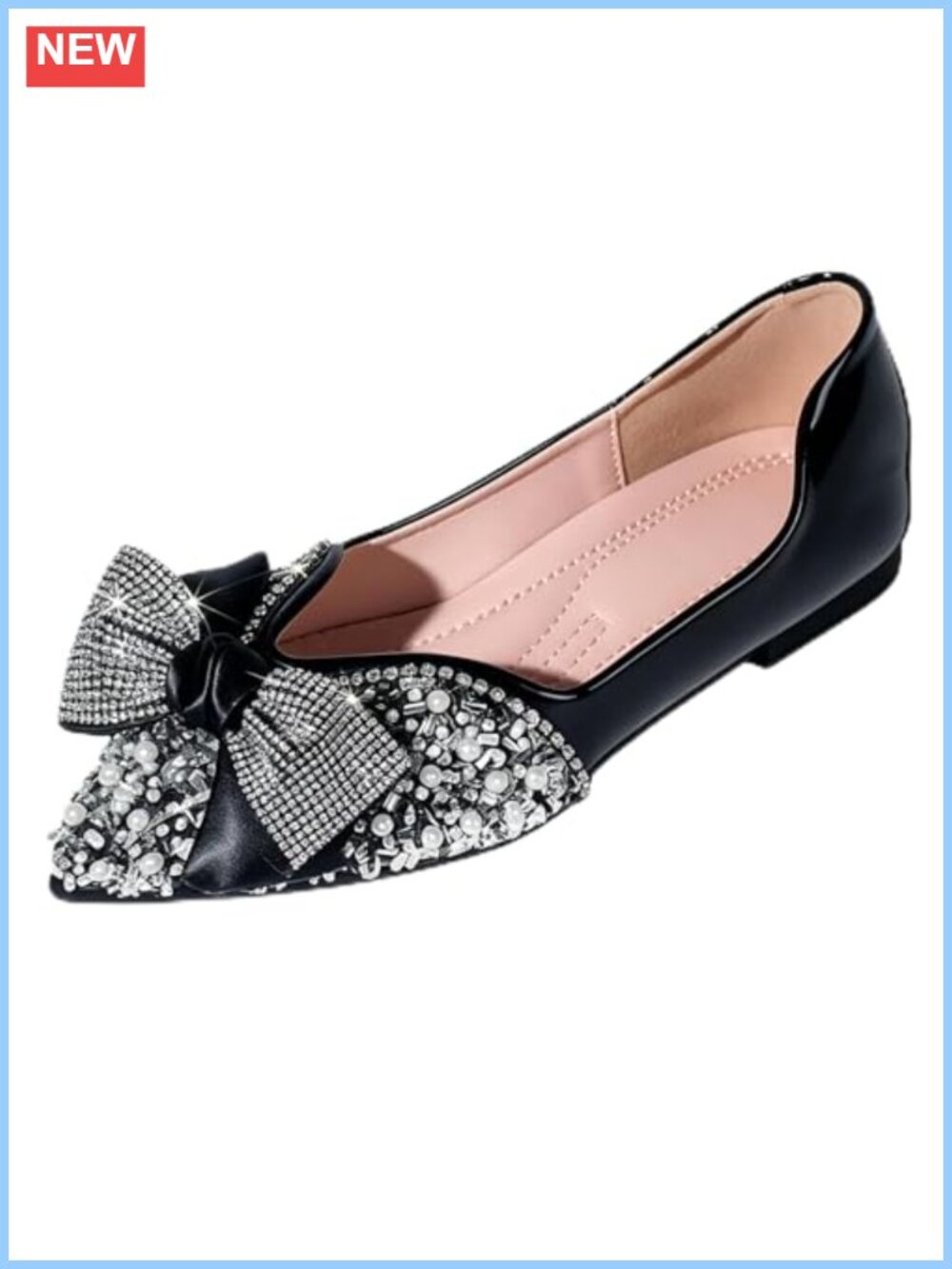 Women's Pointed Toe Rhinestone Flats Slip-On Formal Wedding Shoes